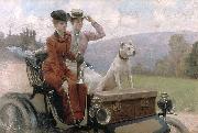 Julius LeBlanc Stewart Les Dames Goldsmith au bois de Boulogne en 1897 sur une voiturette Germany oil painting artist